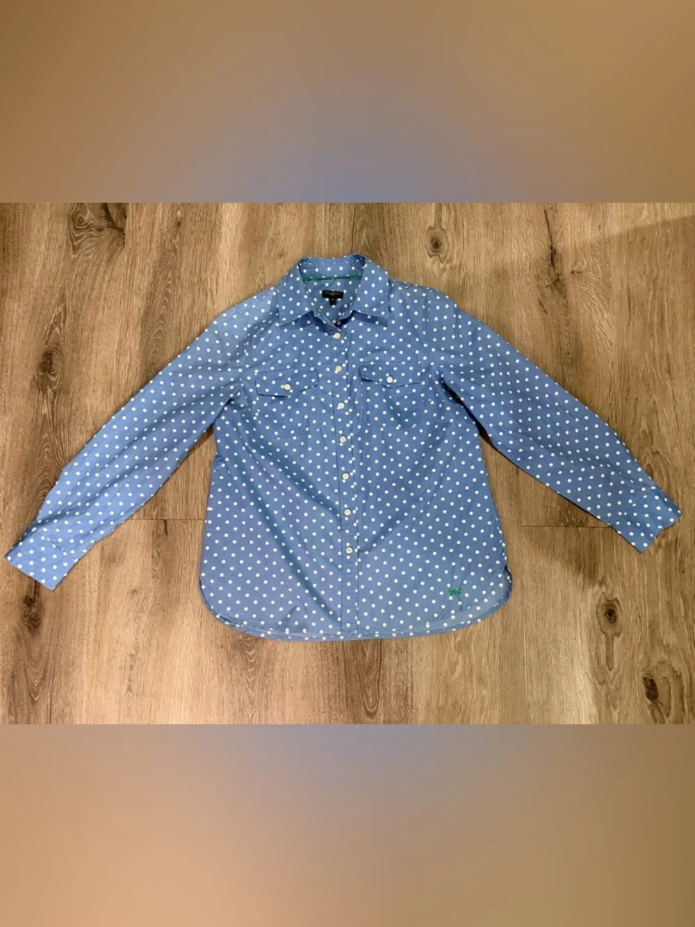 Talbots Blue Polka Dot Button-Up Shirt - Picture 1 of 8